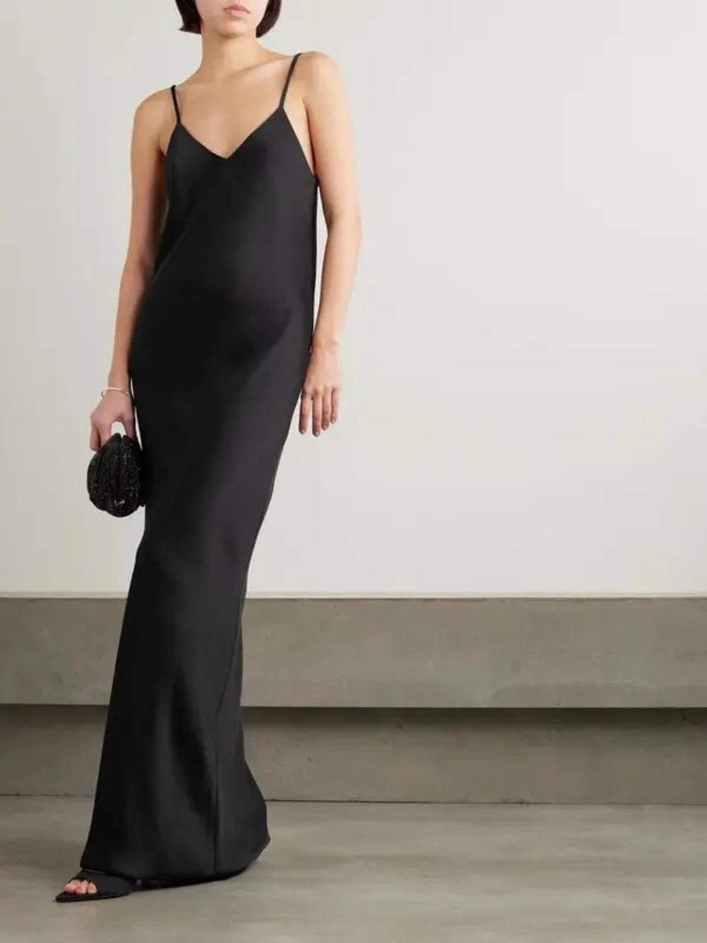 Norma Kamali Black Bias Slip Gown